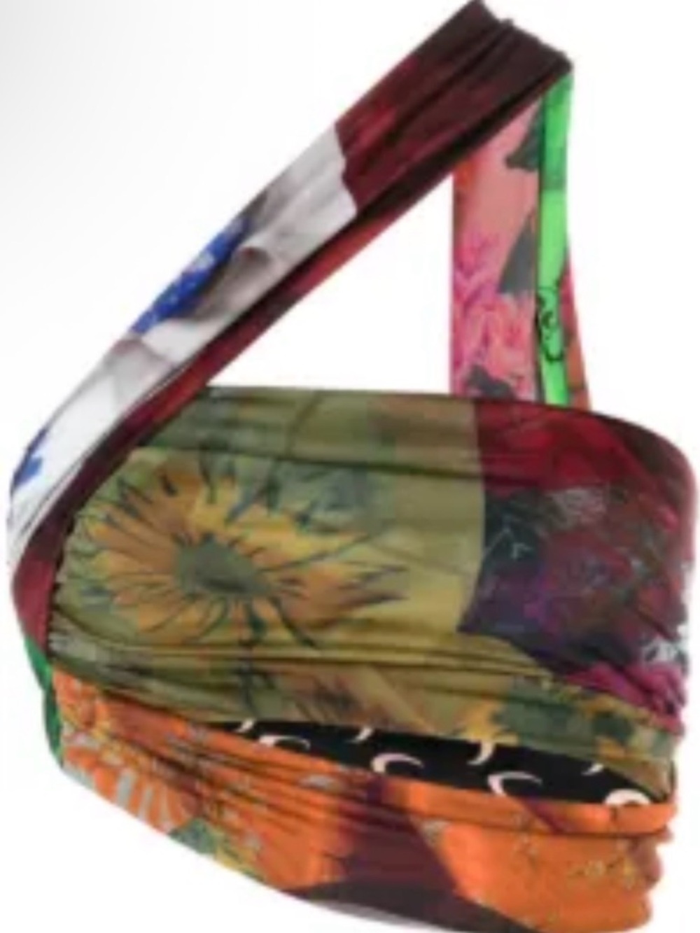 Marine Serre Multicolor Floral One-Shoulder Crop Top